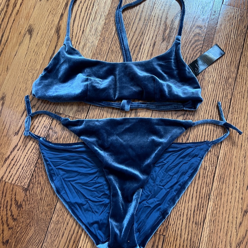 Velvet Bikini Set in Dark Blue